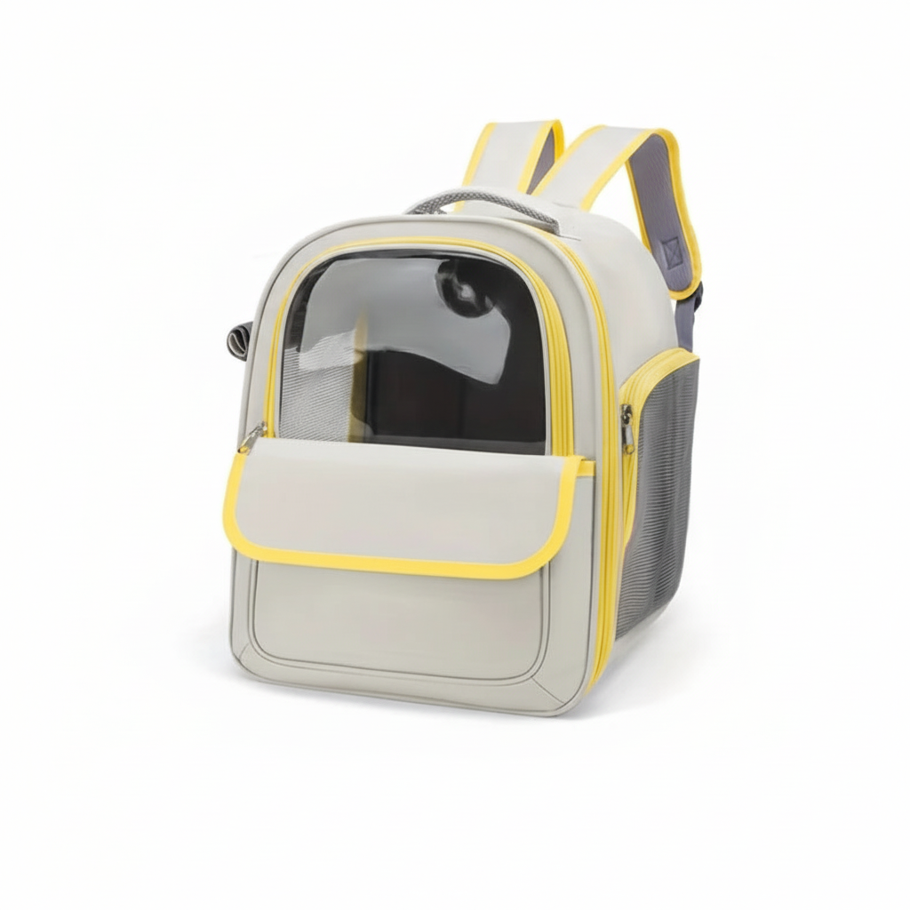 Mochila transportadora versão Yellow com detalhes amarelos